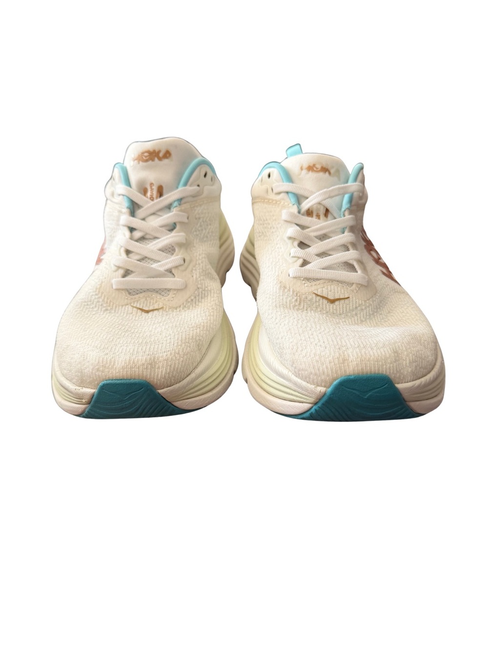 Hoka Gaviota 5 Frost/ Rose Gold Teal Accent Women’s Running Shoes Size 8
